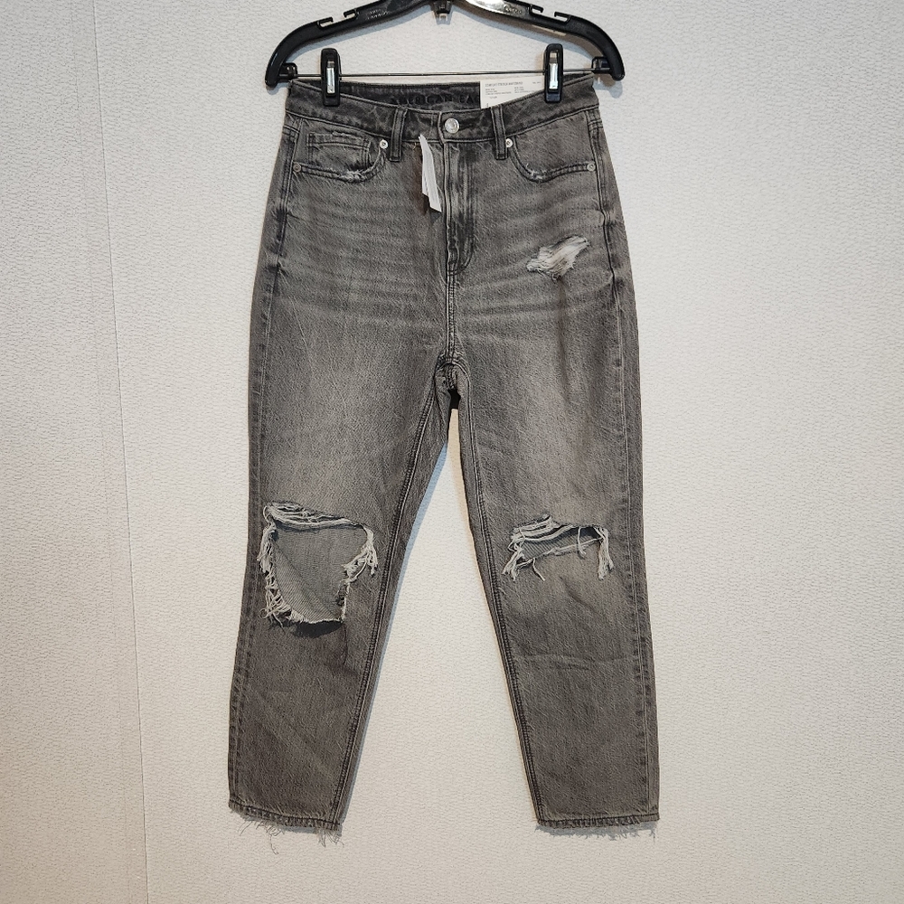 American Eagle High Rise Mom Jeans Smoked Gray Size 4 Short New